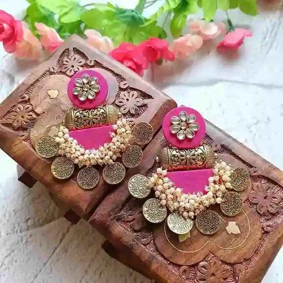 Pink Gold Plated Fashion Earrings at Rs 400/pair in Jaipur | ID: 23948360430